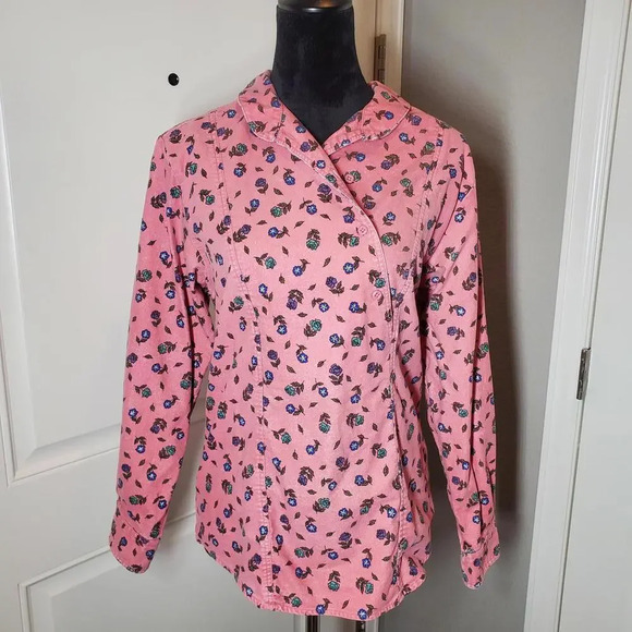 Eddie Bauer Pink Floral Print Women's Long Sleeve 100% Cotton Top Size Small - Picture 4 of 12